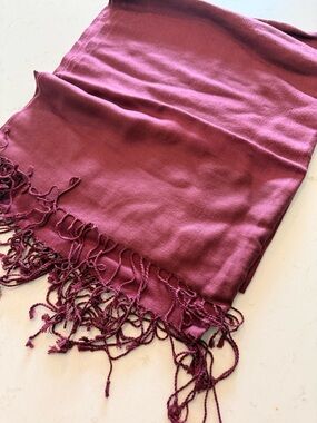 pashmina Burgundy Fringe Wrap Scarf